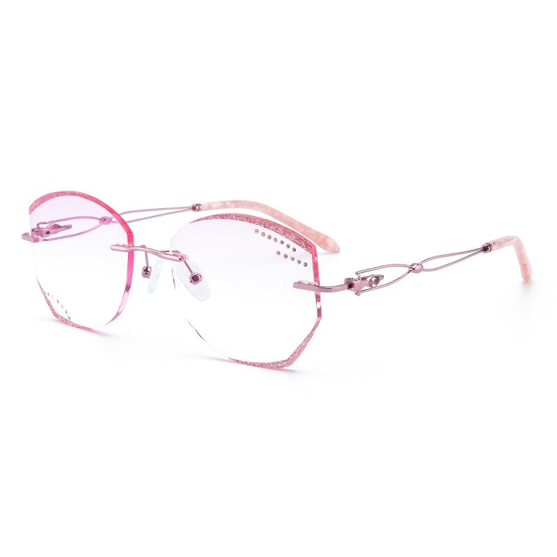 Reven Jate Titanium Rimless Diamond Cutting Woman Glasses Frame Optical Prescription Eyeglasses Woman Eyewear 1075