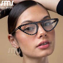 Load image into Gallery viewer, Rhinestone Computer Glasses Women Diamond Cat Eye Anti Blue Eyewear Men Blue Light Blocking Glasses Crystal Optical Eyeglass