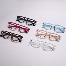 Load image into Gallery viewer, Rhinestone Computer Glasses Women Diamond Cat Eye Anti Blue Eyewear Men Blue Light Blocking Glasses Crystal Optical Eyeglass