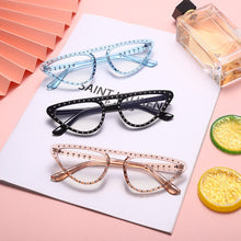 Load image into Gallery viewer, Rhinestone Computer Glasses Women Diamond Cat Eye Anti Blue Eyewear Men Blue Light Blocking Glasses Crystal Optical Eyeglass