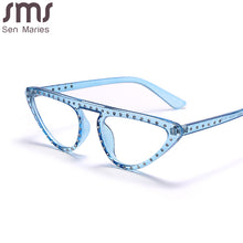 Load image into Gallery viewer, Rhinestone Computer Glasses Women Diamond Cat Eye Anti Blue Eyewear Men Blue Light Blocking Glasses Crystal Optical Eyeglass