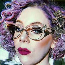 Carica l'immagine nel visualizzatore di Gallery, Strass Decor Cat Eyes Uomo Donna 2023 Brand Design Flower Buddy Miopia Occhiali anti luce blu 