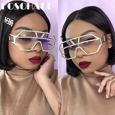 Rhinestone Oversized Sunglasses Women Men Diamond Retro Men Sunglasses Frame Square Vintage Sunglasses Brand Designer Glasses