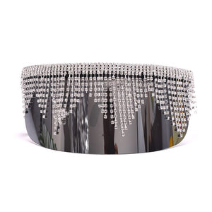 Rhinestone Oversized Sunglasses Women Men  Big Frame Mask Glasses Goggle Diamond Eye ProtectionGlasses Shade UV400