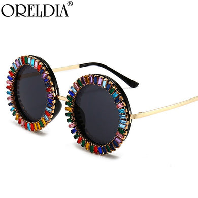 Rhinestone Round Sunglasses 2023 Women  Brand Designer Glasses Big Diamond Female Eyewear Vintage Sunglasses Shades UV400