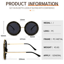Load image into Gallery viewer, Rhinestone Round Sunglasses 2023 Women  Brand Designer Glasses Big Diamond Female Eyewear Vintage Sunglasses Shades UV400