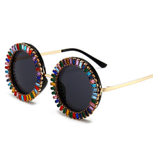 Load image into Gallery viewer, Rhinestone Round Sunglasses 2023 Women  Brand Designer Glasses Big Diamond Female Eyewear Vintage Sunglasses Shades UV400