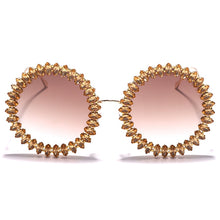 Load image into Gallery viewer, Rhinestone Round Sunglasses Women 2023  Brand Designer Glasses  Big Diamond Female Eyewear Vintage Sunglasses Men Shades