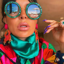 Load image into Gallery viewer, Rhinestone Round Sunglasses Women 2023  Brand Designer Glasses  Big Diamond Female Eyewear Vintage Sunglasses Men Shades