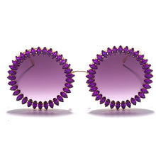 Load image into Gallery viewer, Rhinestone Round Sunglasses Women 2023  Brand Designer Glasses  Big Diamond Female Eyewear Vintage Sunglasses Men Shades