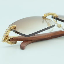 Carica l&#39;immagine nel visualizzatore di Gallery, Rhinestone Square Sunglasses Luxury Wood Buffalo Horn 3mm Diamond Carter Sun Glasses Fashion Mens Rimless Sunglass Shade Eyewear