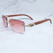 Carica l&#39;immagine nel visualizzatore di Gallery, Rhinestone Square Sunglasses Luxury Wood Buffalo Horn 3mm Diamond Carter Sun Glasses Fashion Mens Rimless Sunglass Shade Eyewear