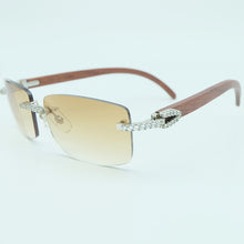 Carica l&#39;immagine nel visualizzatore di Gallery, Rhinestone Square Sunglasses Luxury Wood Buffalo Horn 3mm Diamond Carter Sun Glasses Fashion Mens Rimless Sunglass Shade Eyewear