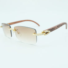 Carica l&#39;immagine nel visualizzatore di Gallery, Rhinestone Square Sunglasses Luxury Wood Buffalo Horn 3mm Diamond Carter Sun Glasses Fashion Mens Rimless Sunglass Shade Eyewear