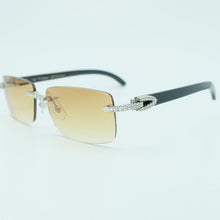 Carica l&#39;immagine nel visualizzatore di Gallery, Rhinestone Square Sunglasses Luxury Wood Buffalo Horn 3mm Diamond Carter Sun Glasses Fashion Mens Rimless Sunglass Shade Eyewear