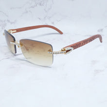 Carica l&#39;immagine nel visualizzatore di Gallery, Rhinestone Square Sunglasses Luxury Wood Buffalo Horn 3mm Diamond Carter Sun Glasses Fashion Mens Rimless Sunglass Shade Eyewear