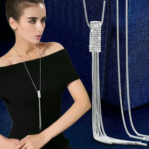 Rhinestone Statement Tassel Long Necklace Women Pendants New Fashion Jewelry Wholesale Sweater Necklaces Gifts