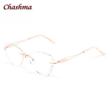 Load image into Gallery viewer, Rhinestone Titanium Frame Transparent Lenses Rimless Glasses Light Frame Women Gradient Glass Prescription Graduation Glasses