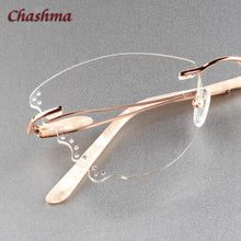 Load image into Gallery viewer, Rhinestone Titanium Frame Transparent Lenses Rimless Glasses Light Frame Women Gradient Glass Prescription Graduation Glasses