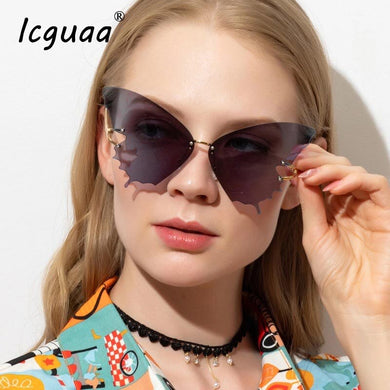 Occhiali da sole senza montatura Betterfly da donna 2023 Colore sfumato UV400 Occhiali da sole di marca Gafas de sol muje 