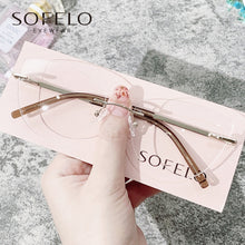 Load image into Gallery viewer, Rimless Cat Eye Prescription Eyeglasses Frame Women Myopia Optical Glasses Frame Ladies Clear Spectacles Frame Brand