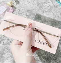 Load image into Gallery viewer, Rimless Cat Eye Prescription Eyeglasses Frame Women Myopia Optical Glasses Frame Ladies Clear Spectacles Frame Brand