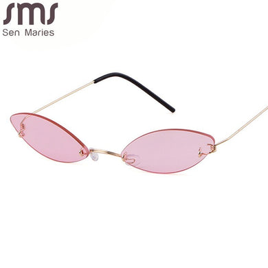 Rimless Cat Eye Sunglasses Women Men Vintage Sun Glasses Men Small Frames Retro Eyeglasses Steampunk Eyewear UV400