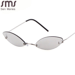 Rimless Cat Eye Sunglasses Women Men Vintage Sun Glasses Men Small Frames Retro Eyeglasses Steampunk Eyewear UV400