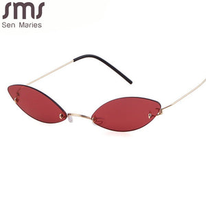 Rimless Cat Eye Sunglasses Women Men Vintage Sun Glasses Men Small Frames Retro Eyeglasses Steampunk Eyewear UV400