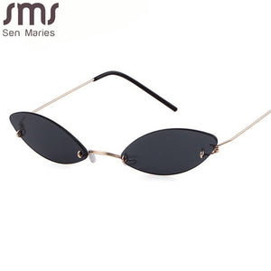 Rimless Cat Eye Sunglasses Women Men Vintage Sun Glasses Men Small Frames Retro Eyeglasses Steampunk Eyewear UV400