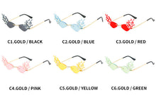 Carica l&#39;immagine nel visualizzatore di Gallery, Cornice per fuoco senza montatura con grazia decorazioni di perle occhiali da sole da donna occhiali da sole punk con montatura tonalità in metallo per occhiali da donna UV400 
