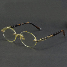 Load image into Gallery viewer, Rimless Glass Sunglasses Man Natural Crystal Stone Sun Glasse Woman Acetate Frame Oval Goggles