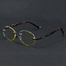 Load image into Gallery viewer, Rimless Glass Sunglasses Man Natural Crystal Stone Sun Glasse Woman Acetate Frame Oval Goggles