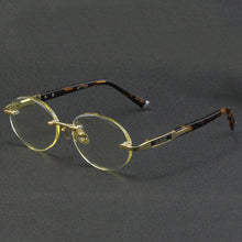 Load image into Gallery viewer, Rimless Glass Sunglasses Man Natural Crystal Stone Sun Glasse Woman Acetate Frame Oval Goggles