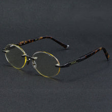 Load image into Gallery viewer, Rimless Glass Sunglasses Man Natural Crystal Stone Sun Glasse Woman Acetate Frame Oval Goggles