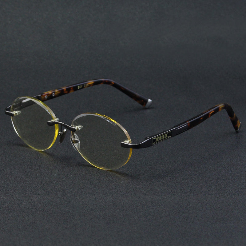 Rimless Glass Sunglasses Man Natural Crystal Stone Sun Glasse Woman Acetate Frame Oval Goggles