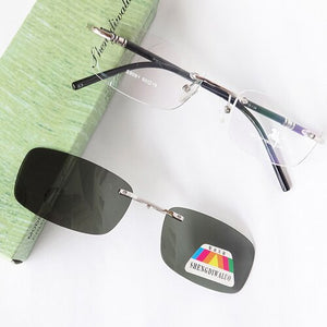 Rimless Glasses Eyeglasses Small Optical Spectacles Yellow night vision goggles Magnetic Polarized Sunglasses Clip UV400 Goggles