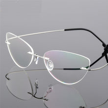 Carica l&#39;immagine nel visualizzatore di Gallery, Rimless Glasses Frame Titanium alloy Ultralight Eyeglasses Frameless Cat Eye Screwless Eyewear Myopia Optical Frame F860