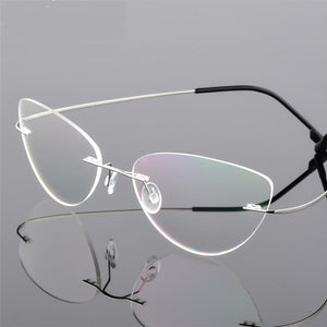 Rimless Glasses Frame Titanium alloy Ultralight Eyeglasses Frameless Cat Eye Screwless Eyewear Myopia Optical Frame F860