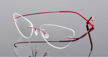 Carica l&#39;immagine nel visualizzatore di Gallery, Rimless Glasses Frame Titanium alloy Ultralight Eyeglasses Frameless Cat Eye Screwless Eyewear Myopia Optical Frame F860