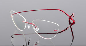 Rimless Glasses Frame Titanium alloy Ultralight Eyeglasses Frameless Cat Eye Screwless Eyewear Myopia Optical Frame F860