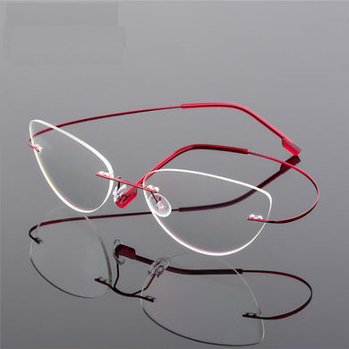 Rimless Glasses Frame Titanium alloy Ultralight Eyeglasses Frameless Cat Eye Screwless Eyewear Myopia Optical Frame F860