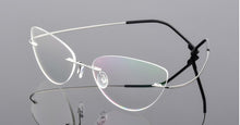 Carica l&#39;immagine nel visualizzatore di Gallery, Rimless Glasses Frame Titanium alloy Ultralight Eyeglasses Frameless Cat Eye Screwless Eyewear Myopia Optical Frame F860