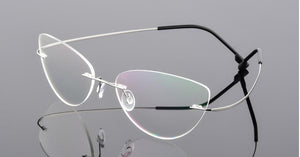 Rimless Glasses Frame Titanium alloy Ultralight Eyeglasses Frameless Cat Eye Screwless Eyewear Myopia Optical Frame F860