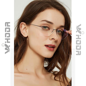 Rimless Glasses Frame Titanium alloy Ultralight Eyeglasses Frameless Cat Eye Screwless Eyewear Myopia Optical Frame F860