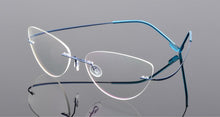 Carica l&#39;immagine nel visualizzatore di Gallery, Rimless Glasses Frame Titanium alloy Ultralight Eyeglasses Frameless Cat Eye Screwless Eyewear Myopia Optical Frame F860