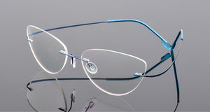 Rimless Glasses Frame Titanium alloy Ultralight Eyeglasses Frameless Cat Eye Screwless Eyewear Myopia Optical Frame F860