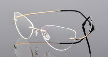 Carica l&#39;immagine nel visualizzatore di Gallery, Rimless Glasses Frame Titanium alloy Ultralight Eyeglasses Frameless Cat Eye Screwless Eyewear Myopia Optical Frame F860