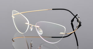 Rimless Glasses Frame Titanium alloy Ultralight Eyeglasses Frameless Cat Eye Screwless Eyewear Myopia Optical Frame F860