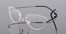 Carica l&#39;immagine nel visualizzatore di Gallery, Rimless Glasses Frame Titanium alloy Ultralight Eyeglasses Frameless Cat Eye Screwless Eyewear Myopia Optical Frame F860